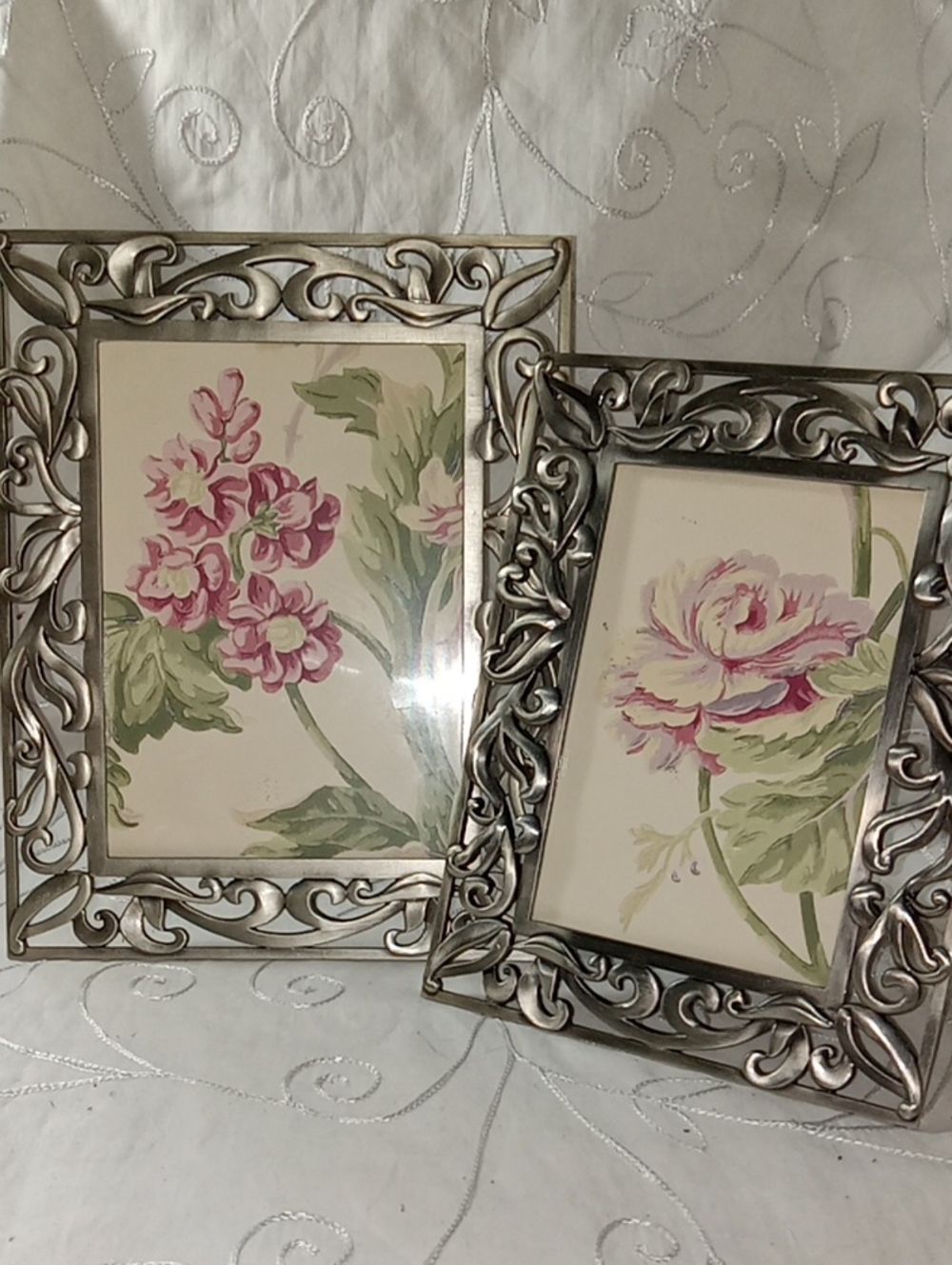 2 Pretty Six Trees Ornate Metal Picture Frames